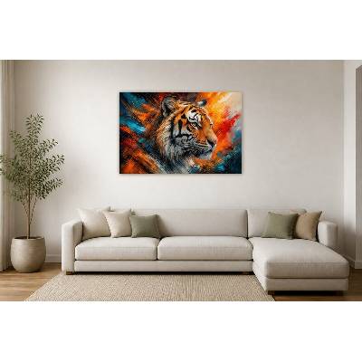 Obraz na plátně – Tygr v dynamických barevných tazích 135 × 90 cm