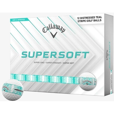 Callaway Supersoft- Distressed Teal Stripe biele 3 x 3 ks