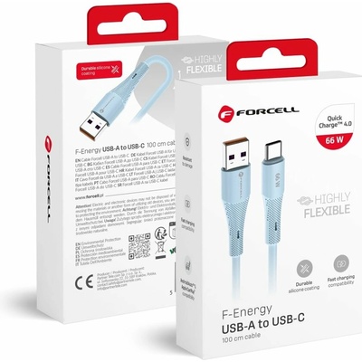 Forcell C342 USB A na typ C Qc4.0 3A 66W silikonový 1m modrý