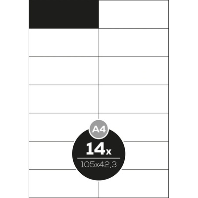 Altryal Etikety Top Stick bílé A4 105 x 42,3 mm 14 etiket 100 ks
