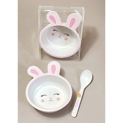 Raya Toys Детски сервиз за хранене Raya Toys - Bamboo fibre, купичка с лъжичка, зайче (506124629)