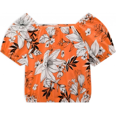 Dívčí crop top KYLY KVĚTY oranžový