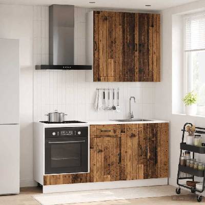 vidaXL Кухненски единица LUCCA 5 pcs Старо дърво Инженерна дървесина (3438273)