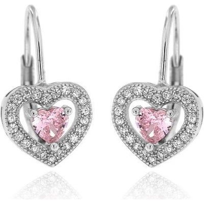 Zlatnictví U Kostela dámské náušnice růžovo-bílá srdíčka RB