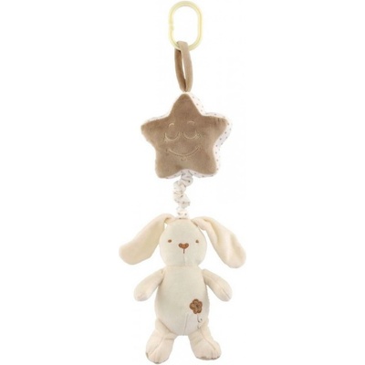 Teddies Zajíc s hvězdou plyš závěs na postýlku/kočárek natahovací hrací strojek 36 cm na kartě v sáčku