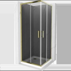 Mexen Rio Квадратна душ кабина 70 x 70 см, графит, злато + корито Flat, бяло (860-070-070-50-40-4010G)