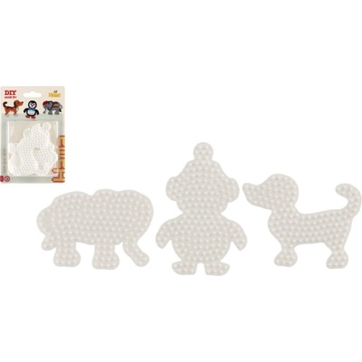 Podložka na zažehlovací korálky Hama MIDI slon,tučňák,pejsek plast 3ks na kartě 12x18x3cm (88801118)