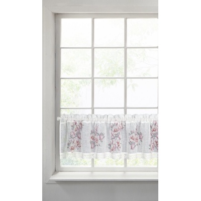 Takoy Záclonka z etamínu zdobená potiskem květin a krajkou-HF-378442 | 150 x 30 cm