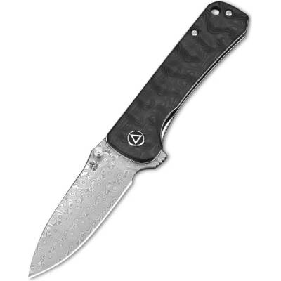 QSP knife Hawk Laminated Damascus, zavírací s klipem, carbon QS131-A