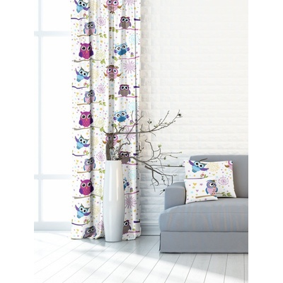 Zatemňovací závěsy Blackout Sova růžová 145x170 s kroužky - 145x170cm P361038-101