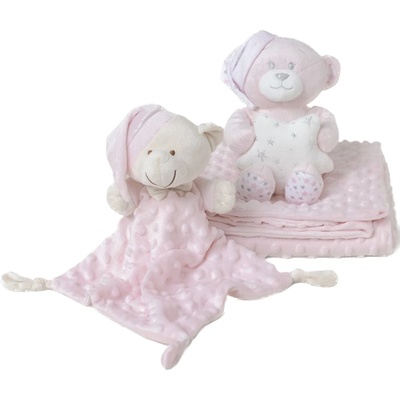 Interbaby Бебешки комплект за сън Interbaby - Къщичка розова, 3 части (SET25-02)