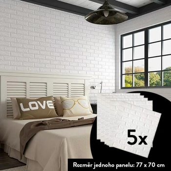 ERS 3D samolepící tapeta Brickwall 77x70cm bílá - 5ks