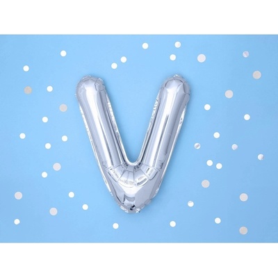 Party Deco FB2M V 018 Fóliový balón strieborný písmeno 35 cm V