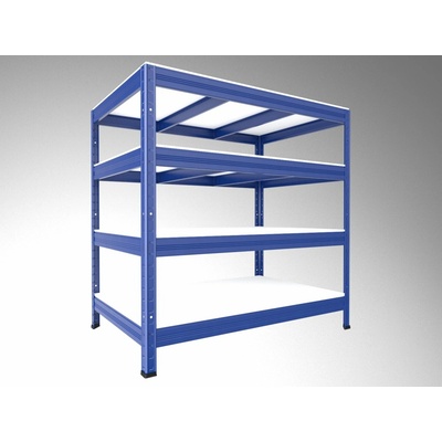 Biedrax Regál do domácnosti 35 x 75 x 120 cm, modrý, 4 police bílé lamino 12mm, nosnost 300 kg na polici