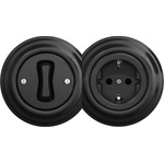 Reblig - Ретро еднополюсен ключ №1 и SCHUKO розетка 230 V с черна рамка (RG0017E)
