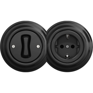 Reblig - Ретро еднополюсен ключ №1 и SCHUKO розетка 230 V с черна рамка (RG0017E)