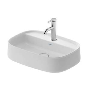 Duravit Zencha - Умивалник за монтаж върху плот 55x39 см, без преливник, отвор за смесител, DuraCeram, матово бяло 2374553271 (2374553271)