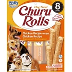 Inaba Foods Dog Churu Rolls - Chicken - Лакомство за кучета, ролца с мек пълнеж с пиле, 8 пакета х 12 грама, Япония EUD731