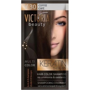 Victoria Beauty Оцветяващ шампоан с кератин - Кафе (v30), 4-8 измивания
