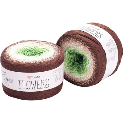 YARNART Flowers 272 Brown Green Плетива прежда (Flowers 272)