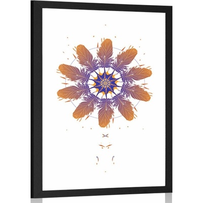 Plakát s paspartou hravá abstrakce s pírkama - 20x30 white