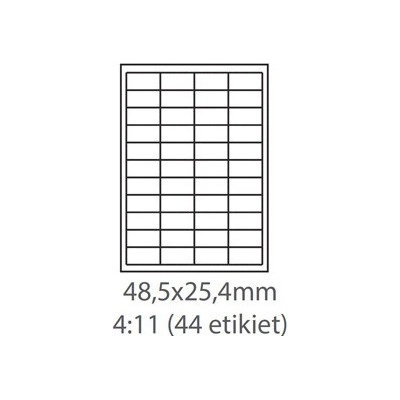 etikety samolepiace 48,5x25,4 univerzálne biele 44ks/A4 (100 listov A4/bal.) ECO-04802544