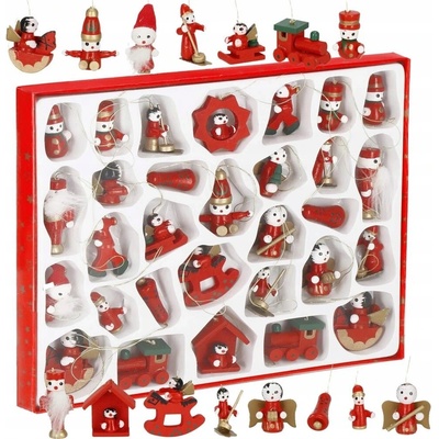 Springos Ozdoba na vánoční stromeček dřevěná, sada 30 ks, nerozbitná – Zboží Dáma