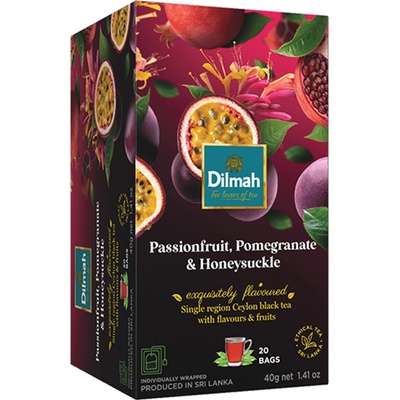 Dilmah Černý čaj s příchutí Maracuja Granátové jablko Zimolez 20 x 2 g