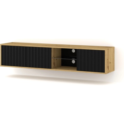 BIM Furniture Окачен универсален ТВ шкаф Vina 156 cm, дъб артисан/черен мат (VINATVSTARTOAKBMAT)