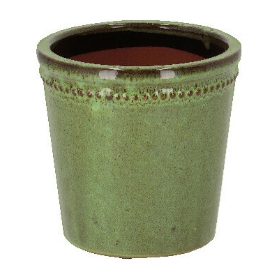 Esschert Design Květináč glazovaný, zelená, 15cm, mrazovzdorný