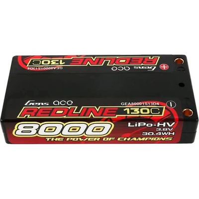 Gens ace Литиево-полимерна батерия GENS ACE, 8000mAh, 3.8V, 1S2P, 130C (GEA80001S13D4)