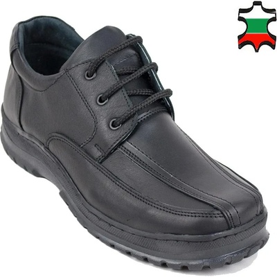 Български обувки Мъжки черни обувки с връзки от естествена кожа