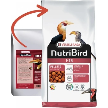 Versele-Laga NutriBird H16 - Пълноценна eкструдирана храна за носорогови, плодоядни птици, 10 кг