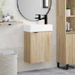 vidaXL Мивка за баня със смесител Дъб сонома 45, 5 x 22, 5 x 84 см (889435)