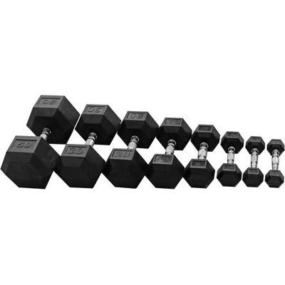 FitnessLine Jednoruční činka pogumovaná HEXA 45 kg
