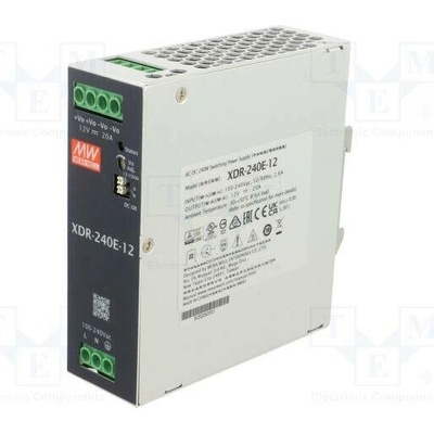 MEAN WELL XDR-240E-12 Napájecí zdroj: spínaný; na lištu DIN; 240W; 12VDC; 0÷20A; OUT: 1