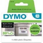 DYMO 2187329, 54 mm x 70 mm, 400 бр. , бели контролни етикети за храни, отстраними (2187329)