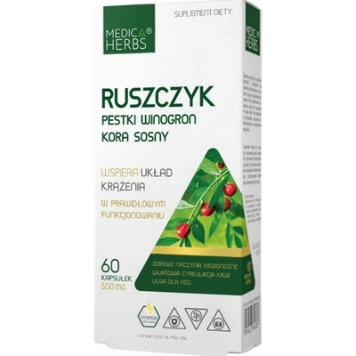 Medica Herbs Mäsiarska metla Semená hrozna Borovicová kôra 60 kapsúl