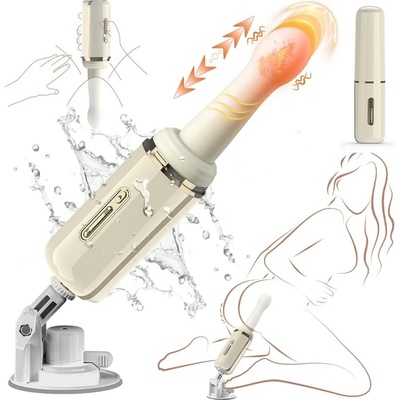 SuperLove Triple Stimulation Sex Machine Heating, Thrusting & Vibrating Soft Silicone White