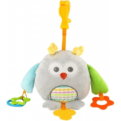 Teddies sova chrastítko nad postýlku plyš/plast na kartě v sáčku