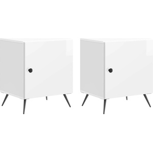 vidaXL Нощен шкаф 2 бр. Бял гланц 43 x 34, 5 x 50 см (895494)