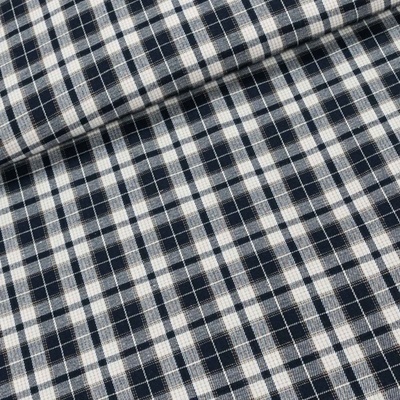 TextilCentrum.cz Flanel tkaný / barchet, oboustranný 12, modro-smetanové káro, š.150cm (látka v metráži)