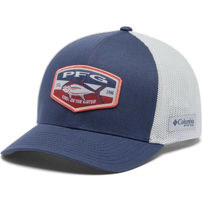 Columbia PFG Patch Mesh Ball Cap Nocturnal Cool Grey Big Badge Tuna
