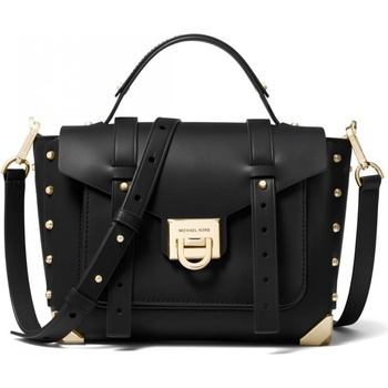 Michael Kors kabelka Manhattan medium leather satchel černá black gold