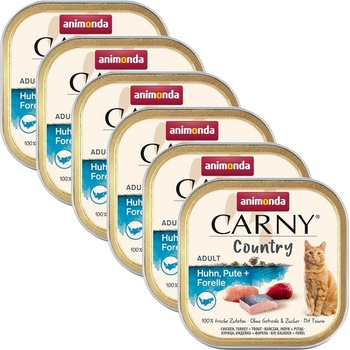 Animonda Carny Country Adult - пиле, пуйка и пъстърва 6 x 100 г