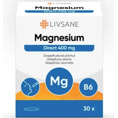Livsane Magnézium Direct 400 mg prášok vo vrecúškach grapefruitová 30 ks