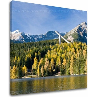 Papilora Obraz Štrbského Plesa a skokanských mostíkov na plátne — štvorcový formát - 60x60 cm