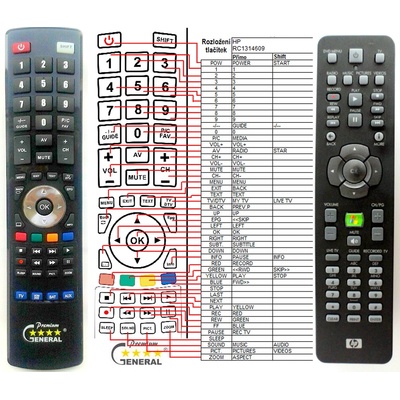 GENERAL HP RC6 IN N279 RC1314609/00 - съвместимо дистанционно управление на марката General (RC6 IN N279 RC1314609/00)
