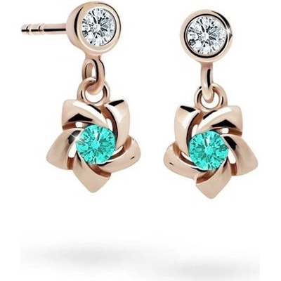 Danfil dětské náušnice C2201 z růžového zlata s kamínky Mint Green zapínání balónek
