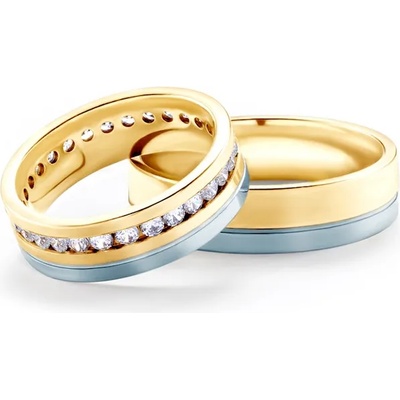 SAVICKI Сватбени халки: двуцветно злато, плоски. 5.8 мм